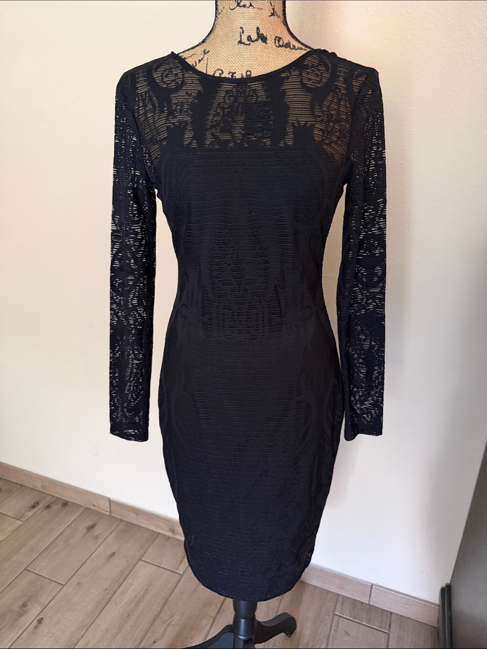 Women's Black Lace Long-Sleeve Dress 🔥
